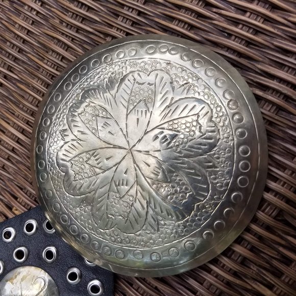 vintage 80s sterling silver boho black leather belt 🎈HOST PICK🎈 - Picture 8 of 10